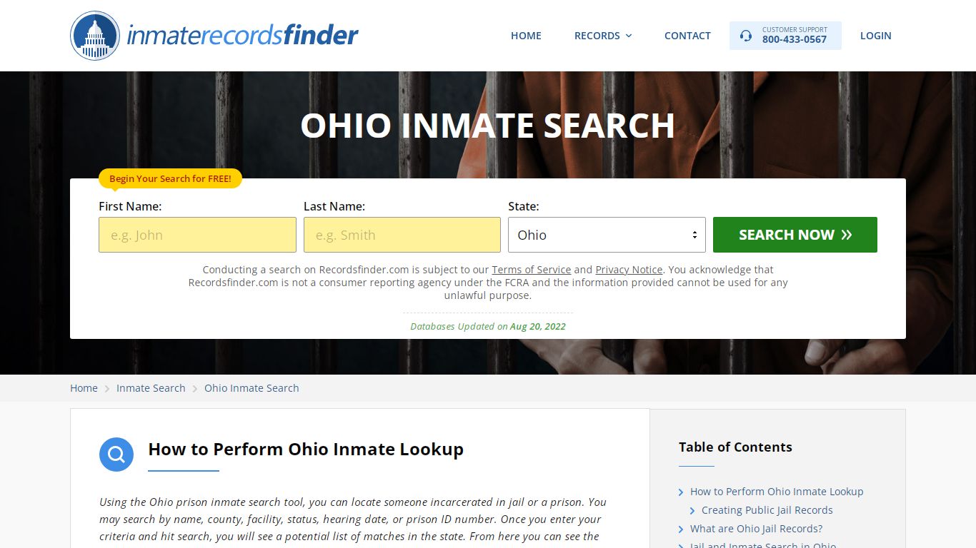 Ohio Inmate Search - Jail & Prison Records Online - RecordsFinder